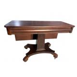 19TH CENT. SOLID MAHOGANY EMPIRE DROP LEAF GAME