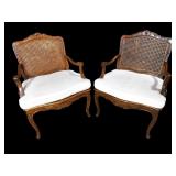 2 ITALIAN STYLE CANE BACK/BOTTOM ARM CHAIRS