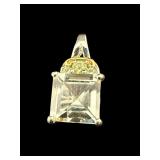 18K NATURAL PRASIOLITE & PERIDOT PENDANT