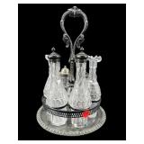 ANTIQUE SILVERPLATE AND CUT GLASS CRUET CONDIMENT