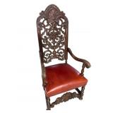 19TH CENTURY HEAVY CARVED WALNUT THRONE CHAIR
