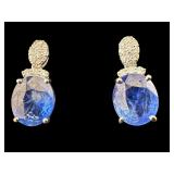 PR OF 14K WHITE GOLD CUSTOM BLUE SAPPHIRE &