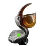 LARGE SILVER FLECK MURANO PELICAN FIGURINE