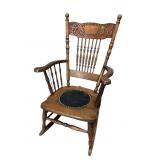 CARVED OAK SPINDLE BACK ROCKER