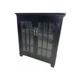 BLACK LACQUERED CONTEMPORARY 2 DOOR BOOKCASE