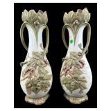 2 ROYAL DUX GRAPE AND LEAF VASES