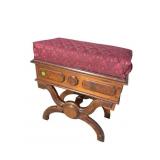 WALNUT VICTORIAN LIFT TOP SEWING STOOL