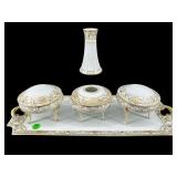 5 PC ANTIQUE HAND PAINTED NIPPON DRESSER SET