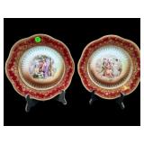 PR OF ARTIST SIGNED ANTIQUE SEMI NUDE ROYAL PLATES