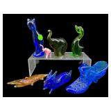7 PC LOT OF ART GLASS FIGURINES