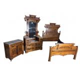 3 PC WALNUT VICTORIAN BEDROOM SET