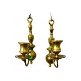 PR OF CAST BRASS SINGLE CANDLE WALL SCONCES