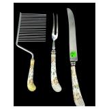 PORCELAIN HANDLE CARVING SET AND CAKE CUTTER