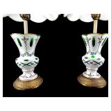 2 GREEN AND WHITE BOHEMIAN HIGH END LAMPS