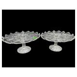 2 PC LOT L.G WRIGHT PANELED THISTLE CAKE STAND