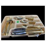 70 PIECE REBACRAFT KOREA STAINLESS GOLD FLATWARE