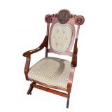 VICTORIAN HEAVY CARVED MAHOGANY PLATFORM ROCKER