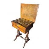 WALNUT INLAID SEWING STAND