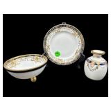 3 PC ANTIQUE COBALT AND GOLD PAINTED NIPPON