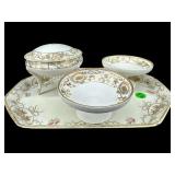 4 PC ANTIQUE HAND PAINTED NIPPON DRESSER SET