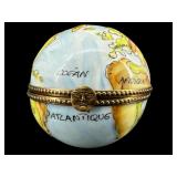LIMOGES FRANCE ROCHARD PORCELAIN GLOBE TRINKET BOX