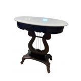 MARBLE TOP LYRE BASE TABLE