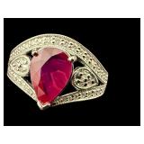 PLATINUM NATURAL BURMA RUBY & DIAMOND RING
