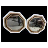 PR OF OCTOGONAL PAINT DECORATED MIRRORS
