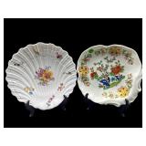 2 PORCELAIN PAINTED SHELL BOWLS