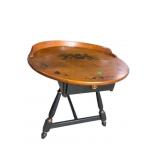HEYWOOD WAKEFIELD PAINT DECORATED EBONIZED TABLE