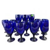 LOT OF 16 COBALT BLUE GOBLETS