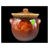 HULL POTTERY OVEN PROOF BROWN GLAZE BEAN POT WITH