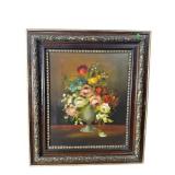 ORNATE FRAMED FLORAL STILL LIFE OIL ON CANVAS