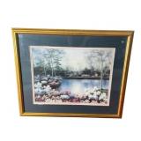 LARGE GARDEN POND SCENE PRINT