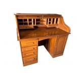 OAK S-ROLL TOP DESK