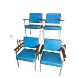 4 MCM OPEN ARM OFFICE CHAIRS