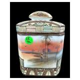 ANTIQUE NIPPON HAND PAINTED TOBACCO HUMIDOR