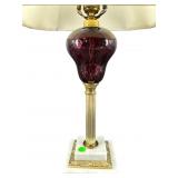 AMETHYST BRASS AND MARBLE LAMP