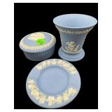 3 PC WEDGWOOD BLUE JASPERWARE LOT