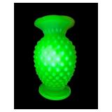 FENTON TOPAZ VASELINE OPALESCENT HOBNAIL BUD VASE