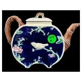 ENGLISH MAJOLICA HAND PAINTED TEAPOT