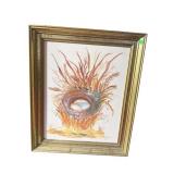 PATSY REID BIRDS NEST OIL ON CANVAS