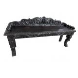 HEAVY CARVED OAK 19TH CENTURY BENCH
