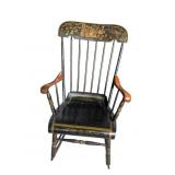 19TH CENTURY PLANK BOTTOM PAINT DECORATED ROCKER