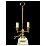 MARBLE AND BRASS 2 LIGHT TABLE LAMP