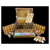 19TH CENTURY WALNUT GAMING SET
