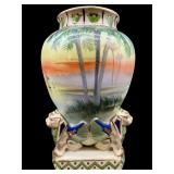 ANTIQUE HAND PAINTED NIPPON EGYPTIAN FOOTED VASE