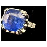 18K SRI LANKA BLUE SAPPHIRE & DIAMOND RING