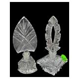 PR OF ART DECO CZECH CUT GLASS PERFUME BOTTLES