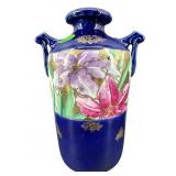 ANTIQUE HAND PAINTED COBALT PINK AND PURPLE LILY